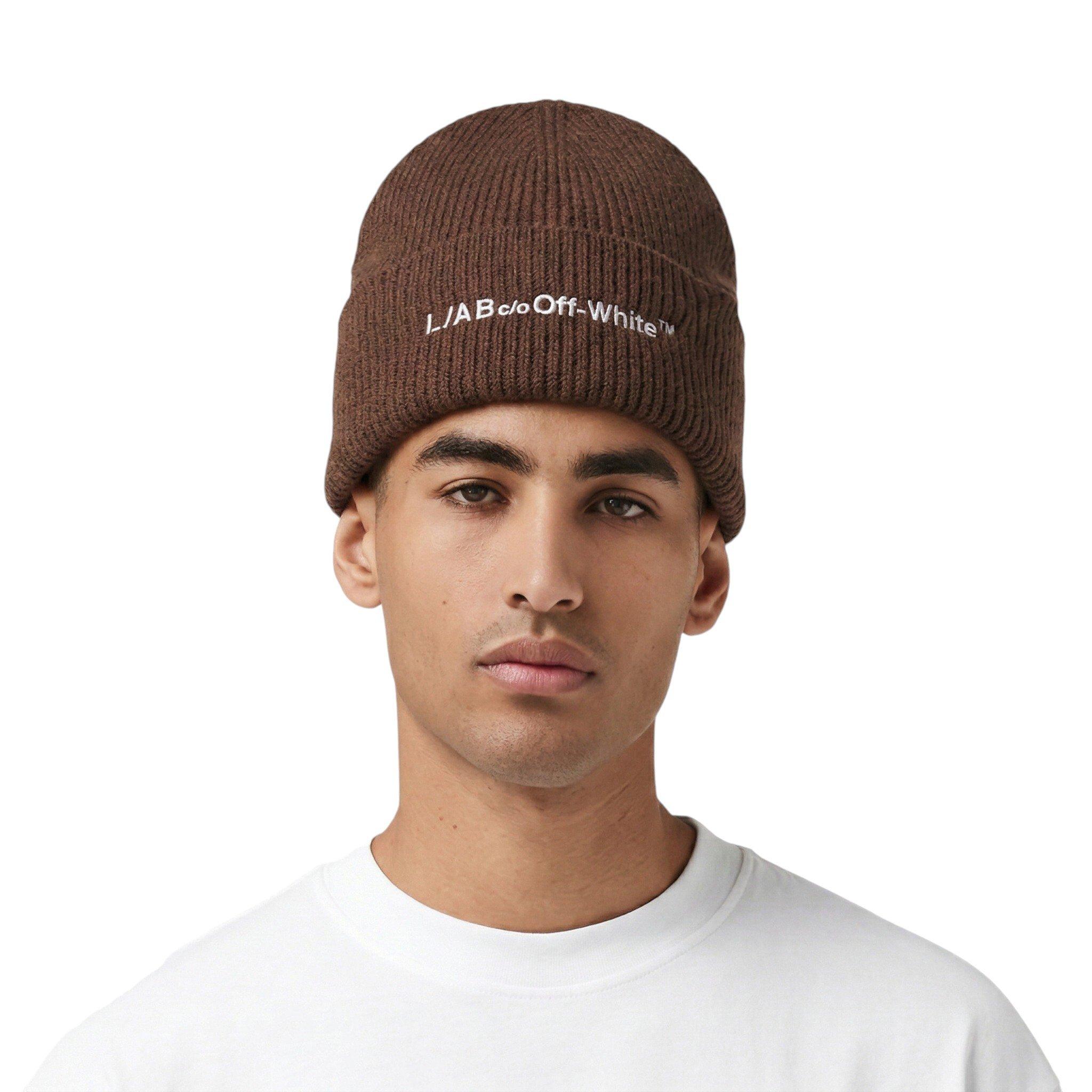L/AB c/o Off-White Horizontal Embroidered Cuff Beanie - Brown - BROWN